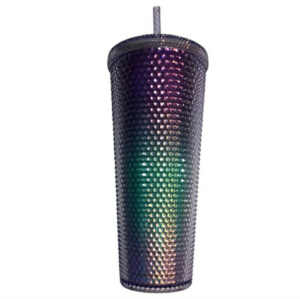 STARBUCKS Studded Iridescent Mermaid Purple Teal Ombré 24 oz new